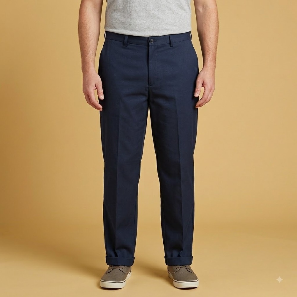 Haggar Dress Pants Mens 36x34 Blue Flat Front Polyester